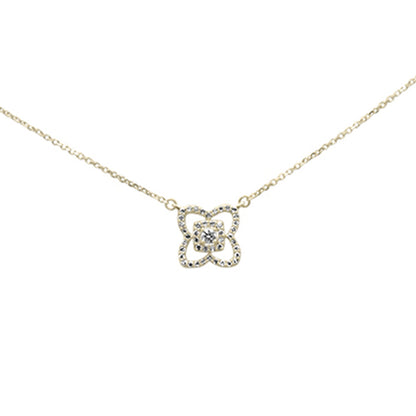 Muse Jewelry .26ct G SI 14K Yellow Gold Diamond Flower Pendant Necklace 16+2"Ext Chain