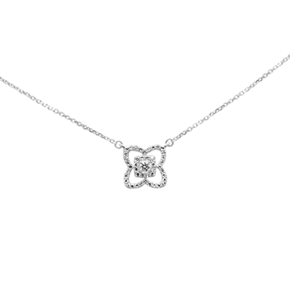 Muse Jewelry .26ct G SI 14K White Gold Diamond Flower Pendant Necklace 16+2"Ext Chain