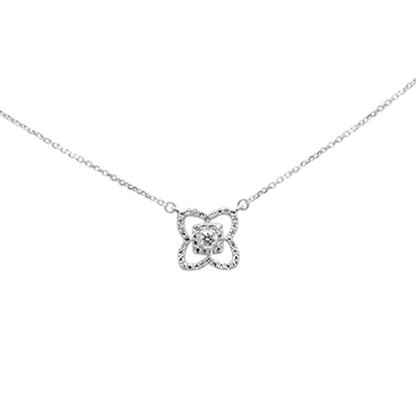 Muse Jewelry .26ct G SI 14K White Gold Diamond Flower Pendant Necklace 16+2"Ext Chain