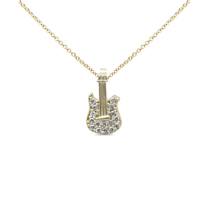 Muse Jewelry .16ct G SI 14K Yellow Gold Diamond Guitar Style Pendant Necklace 18" Long