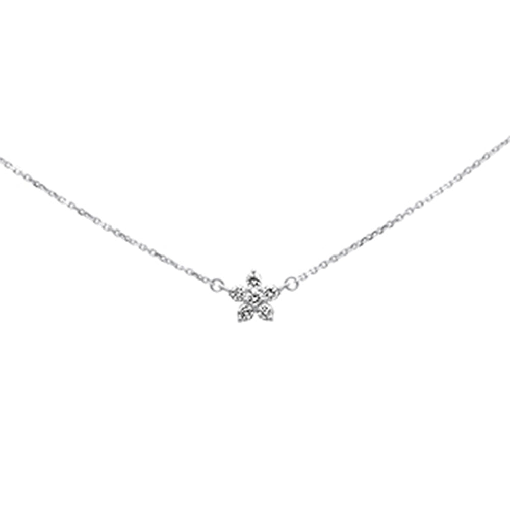 Muse Jewelry .27ct G SI 14K White Gold Diamond Flower Pendant Necklace 16+2"Ext Chain