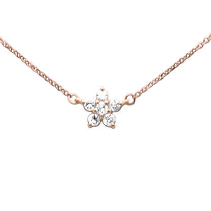 Muse Jewelry .27ct G SI 14K Rose Gold Diamond Flower Pendant Necklace 16+2" EXT Long