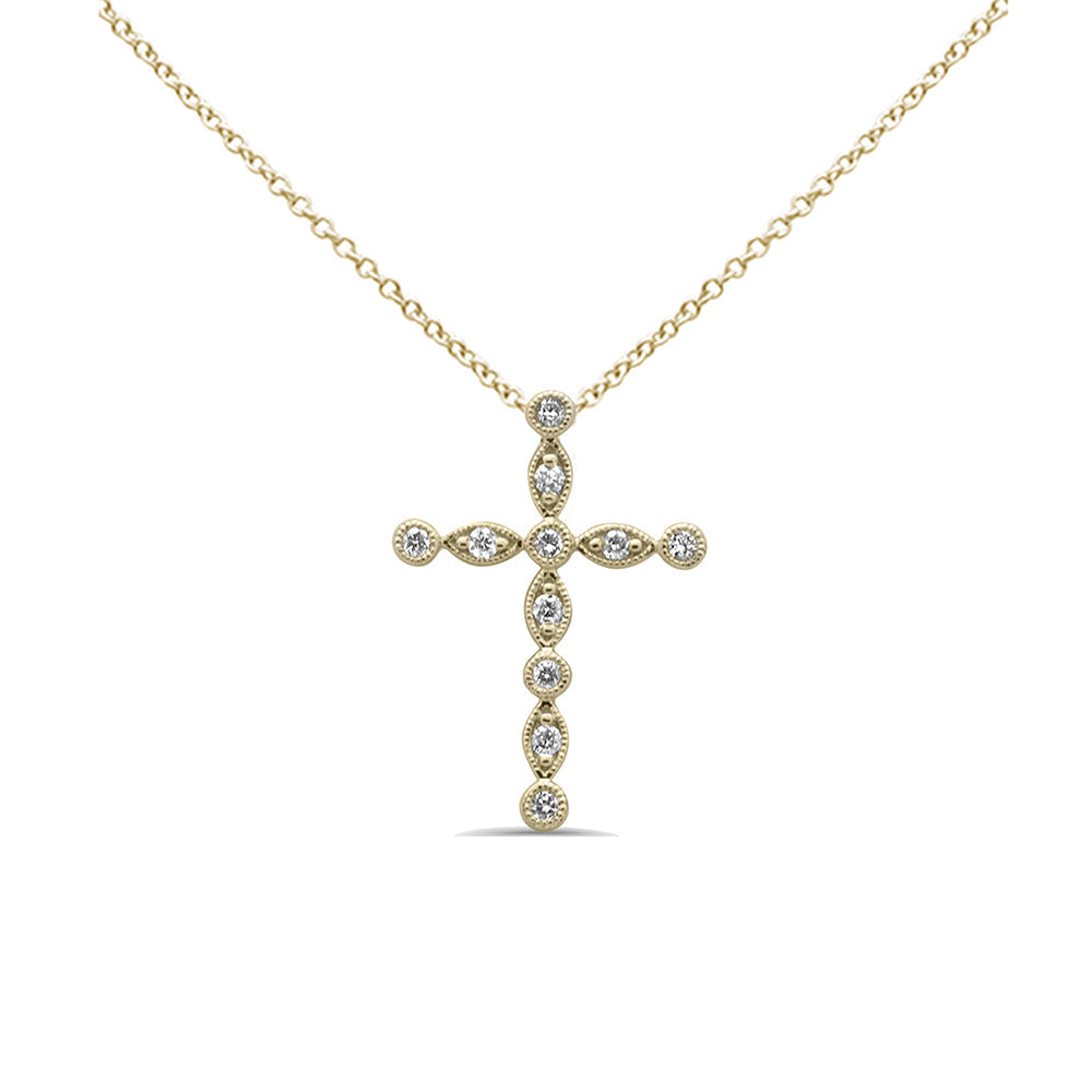 Muse Jewelry .26ct G SI 14K Yellow Gold Diamond Cross Pendant Necklace 18" Long