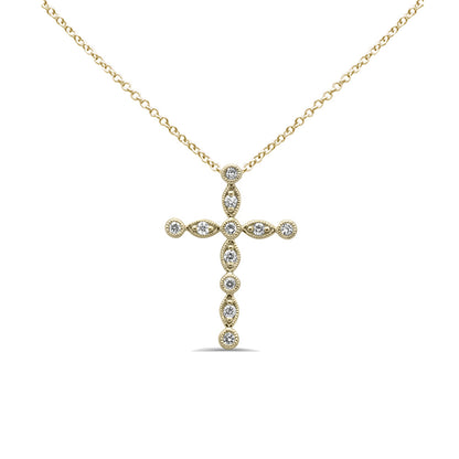 Muse Jewelry .26ct G SI 14K Yellow Gold Diamond Cross Pendant Necklace 18" Long