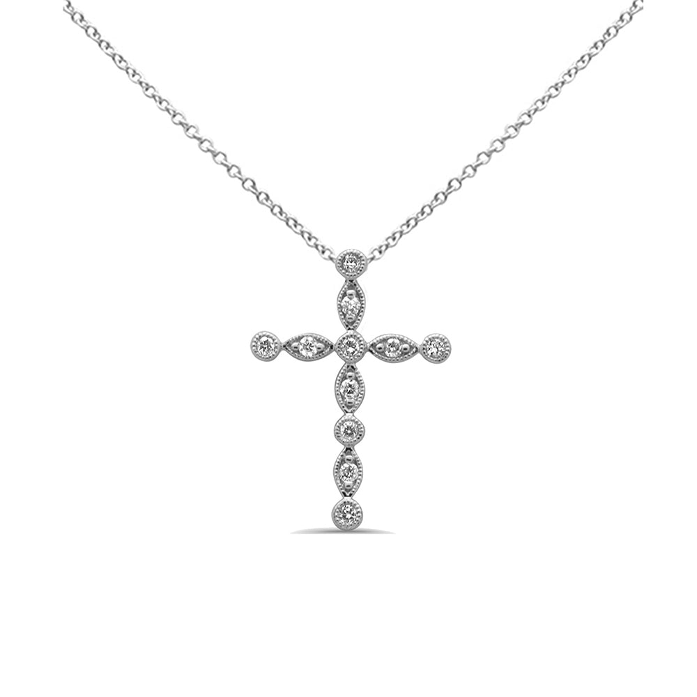 Muse Jewelry .26ct G SI 14K White Gold Diamond Cross Pendant No Chain