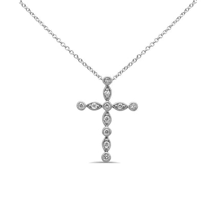 Muse Jewelry .26ct G SI 14K White Gold Diamond Cross Pendant No Chain