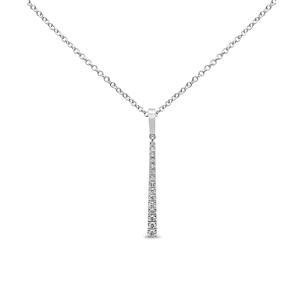 Muse Jewelry .22ct G SI 14K White Gold Diamond Line Drop Pendant Necklace 18" Long