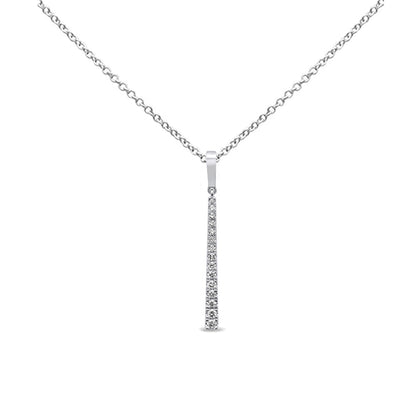 Muse Jewelry .22ct G SI 14K White Gold Diamond Line Drop Pendant Necklace 18" Long