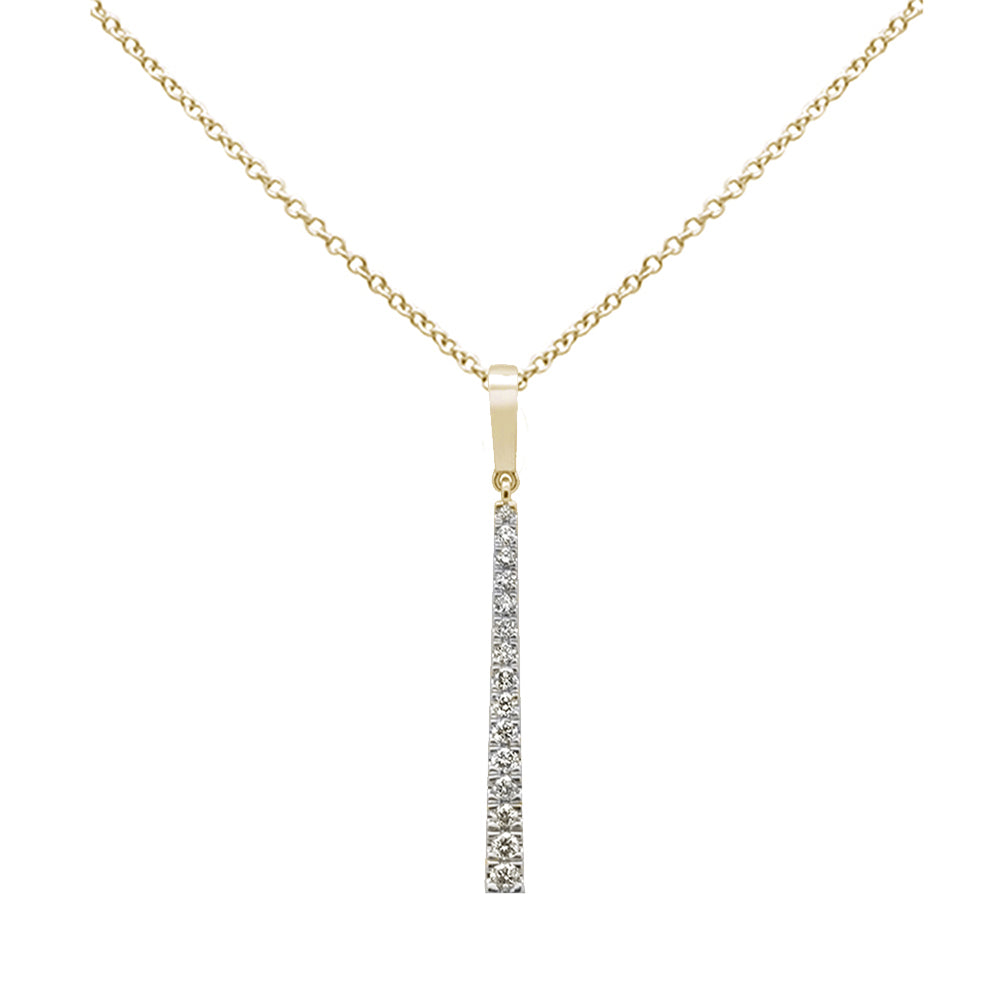 Muse Jewelry .21ct G SI 14K Yellow Gold Diamond Line Drop Pendant Necklace 18" Long