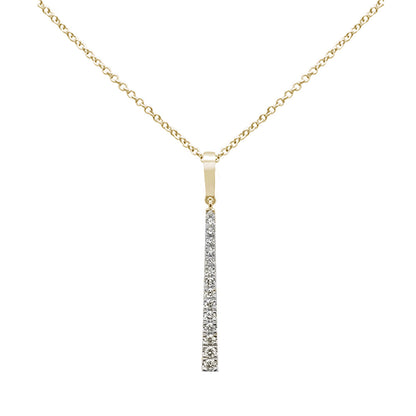 Muse Jewelry .21ct G SI 14K Yellow Gold Diamond Line Drop Pendant Necklace 18" Long