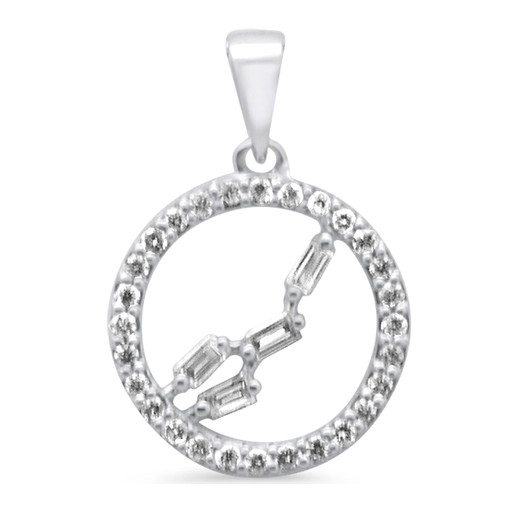 Muse Jewelry .18ct G SI 14K White Gold Round & Baguette Diamond Horoscope Pendant Necklace 18" Long