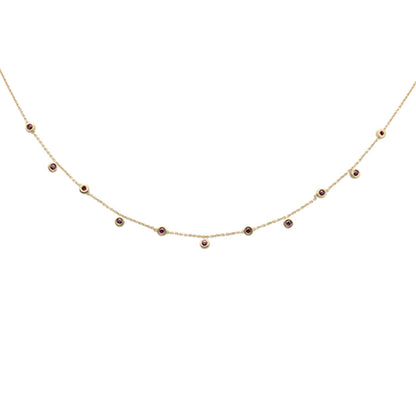 Muse Jewelry .32ct 14K Yellow Gold Ruby Gemstones Pendant Necklace 18+2"Ext Chain