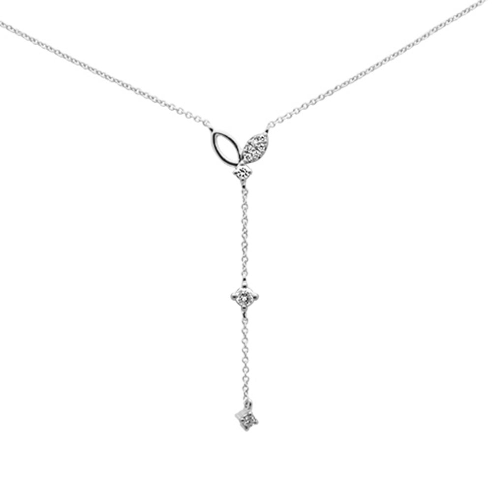 Muse Jewelry .16ct G SI 14K White Gold Diamond Drop Pendant Necklace 16+2"Ext Chain