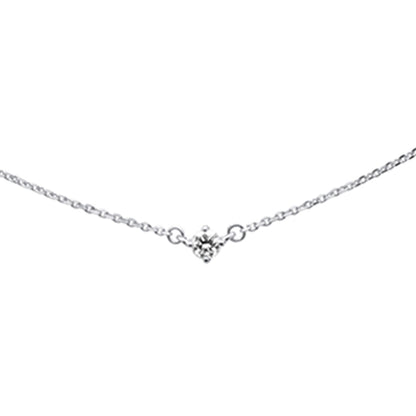 Muse Jewelry .13ct G SI 14K White Gold Diamond Solitaire Pendant Necklace 16+2"Ext Chain