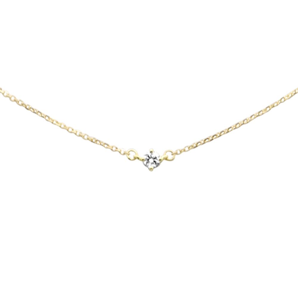 Muse Jewelry .13ct G SI 14K Yellow Gold Diamond Solitaire Pendant Necklace 16+2" EXT Long