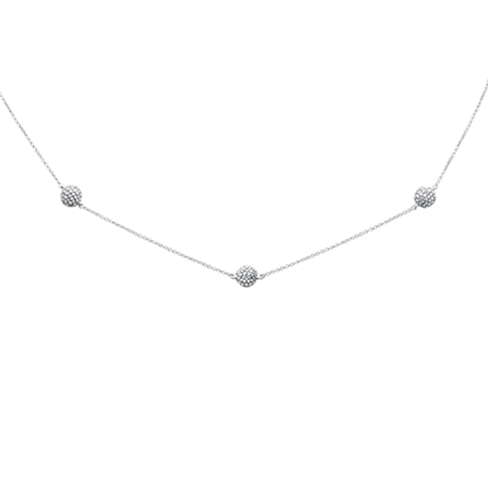 Muse Jewelry .98ct G SI 14K White Gold Diamond 3 Disco Ball Pendant Necklace 16+2"Ext Long Chain