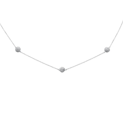 Muse Jewelry .98ct G SI 14K White Gold Diamond 3 Disco Ball Pendant Necklace 16+2"Ext Long Chain