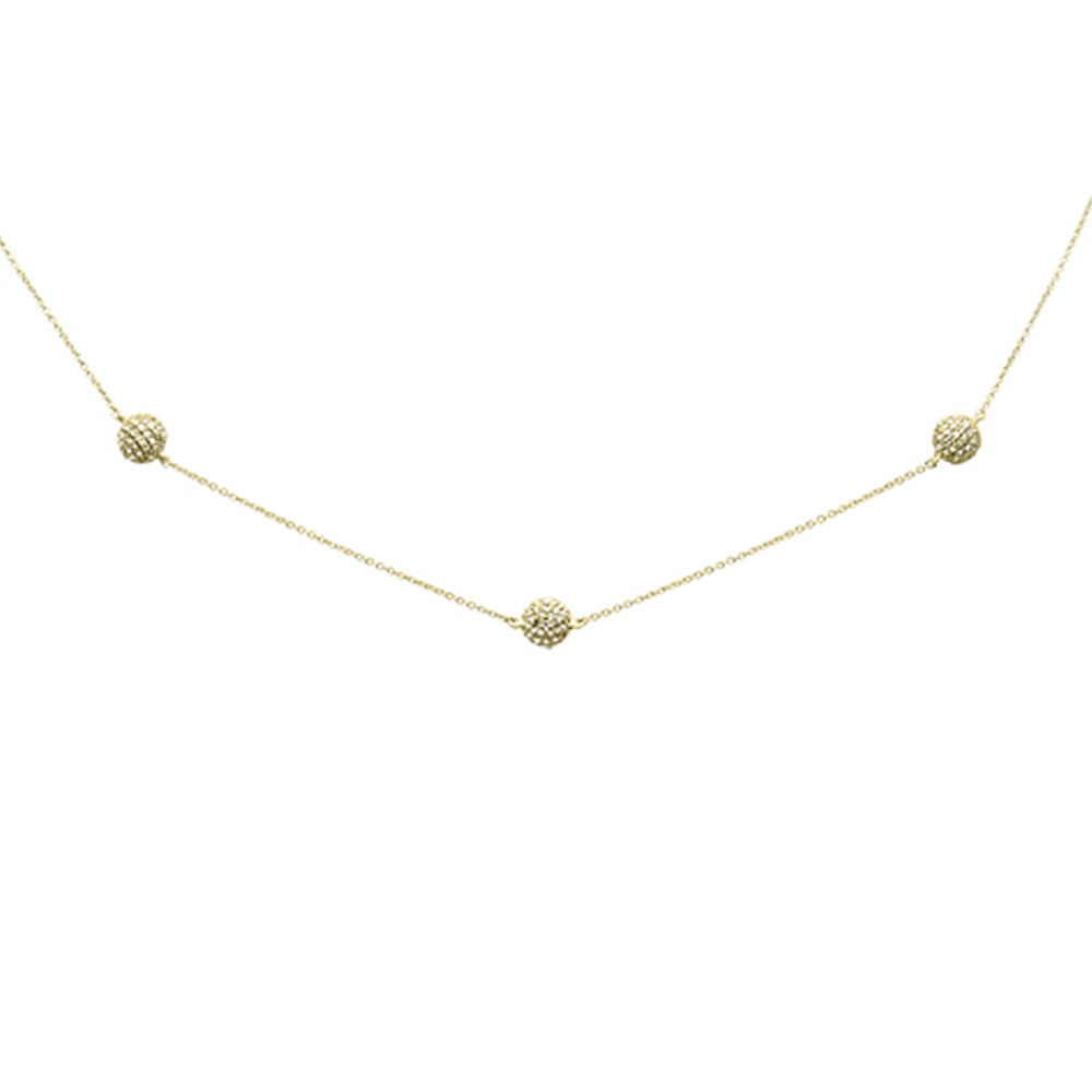 Muse Jewelry .98ct G SI 14K Yellow Gold Diamond 3 Disco Ball Pendant Necklace 16+2"Ext Long Chain