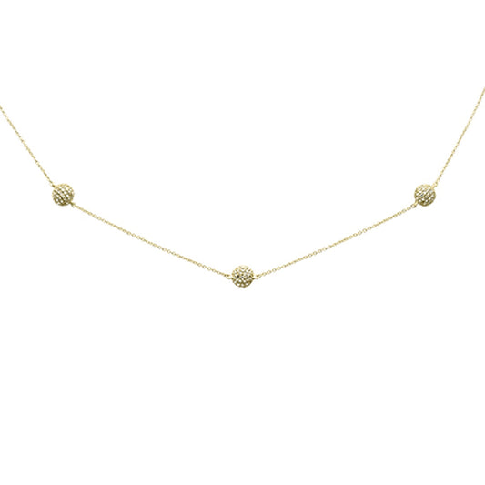 Muse Jewelry .98ct G SI 14K Yellow Gold Diamond 3 Disco Ball Pendant Necklace 16+2"Ext Long Chain