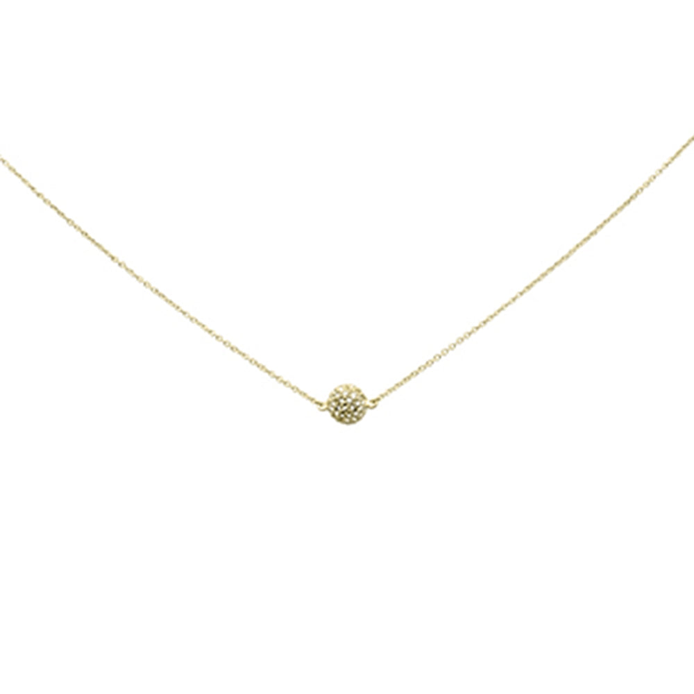 Muse Jewelry .33ct G SI 14K Yellow Gold Diamond Disco Ball Pendant Necklace 16+2"Ext Long Chain