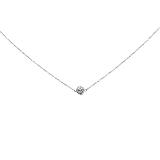 Muse Jewelry .33ct G SI 14K White Gold Diamond Disco Ball Pendant Necklace 16+2"Ext Long Chain