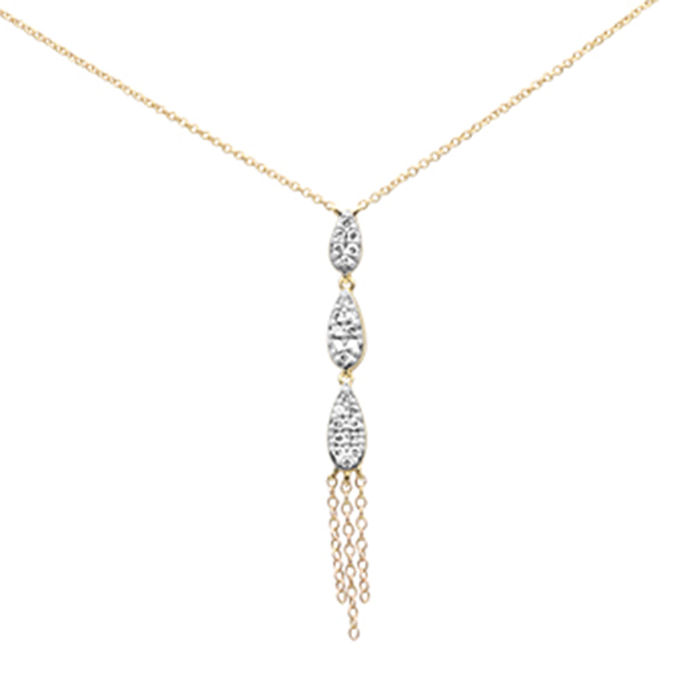 Muse Jewelry .26ct G SI 14K Yellow Gold Diamond Pear Shaped Drop Pendant Necklace 16" Long Chain