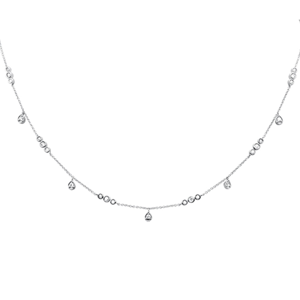 Muse Jewelry .51ct G SI 14K White Gold Diamond Dangling Pendant Necklace 16+2"Ext Long Chain