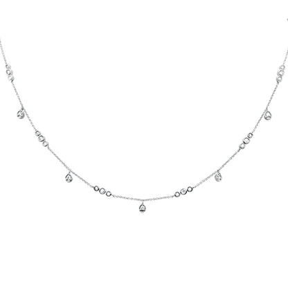 Muse Jewelry .51ct G SI 14K White Gold Diamond Dangling Pendant Necklace 16+2"Ext Long Chain