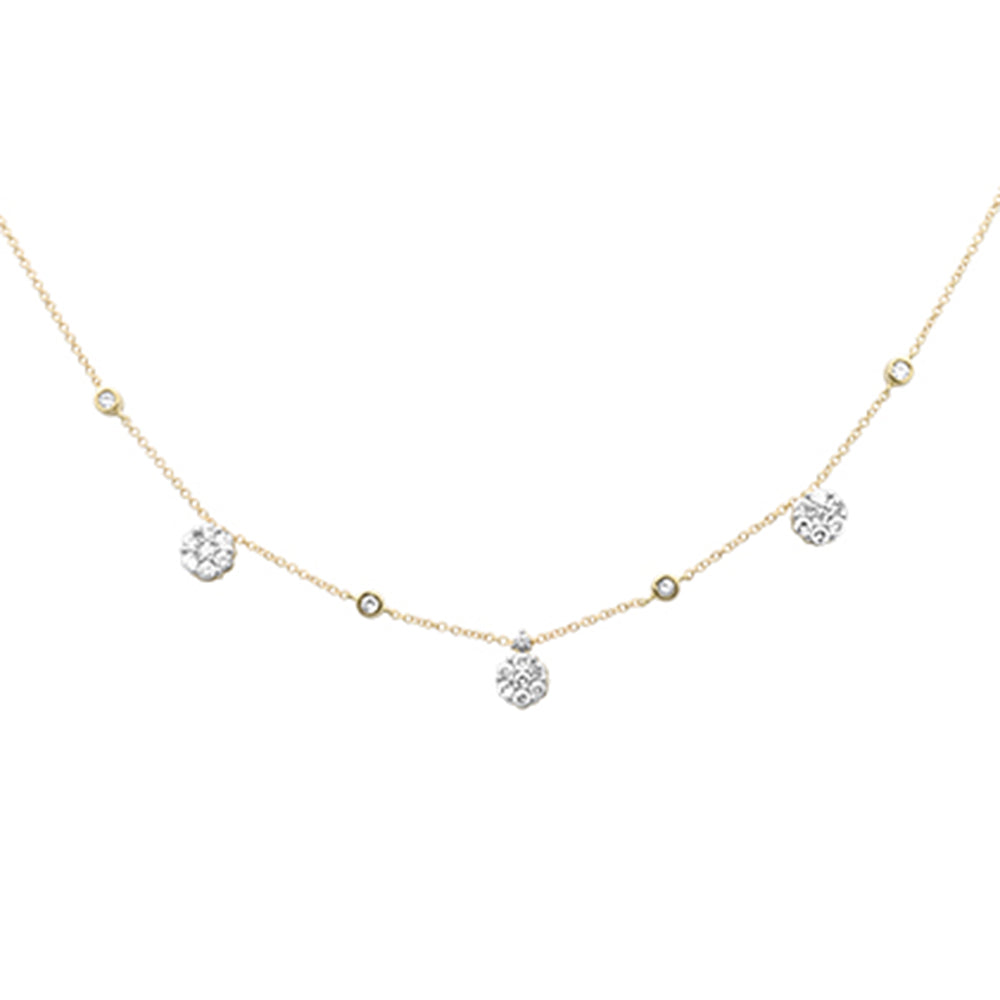 Muse Jewelry .68ct G SI 14K Yellow Gold Diamond Flower Pendant Necklace 16+2"Ext Long Chain