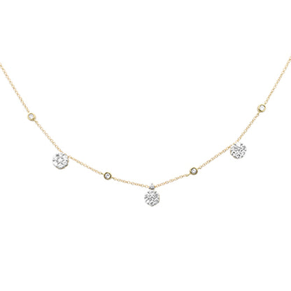 Muse Jewelry .68ct G SI 14K Yellow Gold Diamond Flower Pendant Necklace 16+2"Ext Long Chain