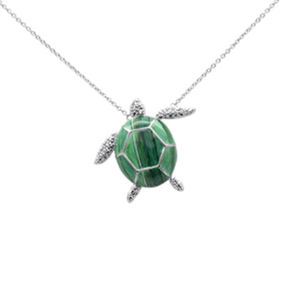 Muse Jewelry .18ct G SI 14K White Gold Diamond Turtle Pendant Necklace 16+2"Ext Long Chain