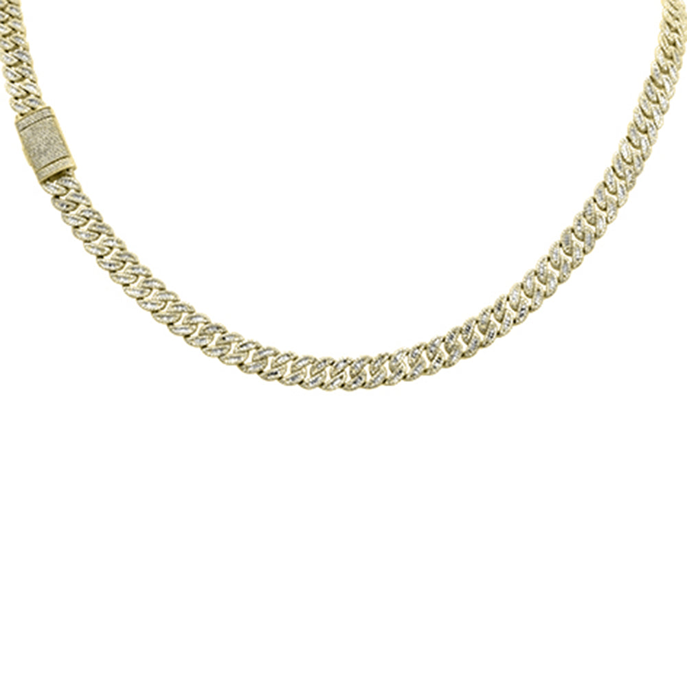 Muse Jewelry 7MM 8.20ct G SI 14K Yellow Gold Round & Baguette Diamond Cuban Necklace 20" Long