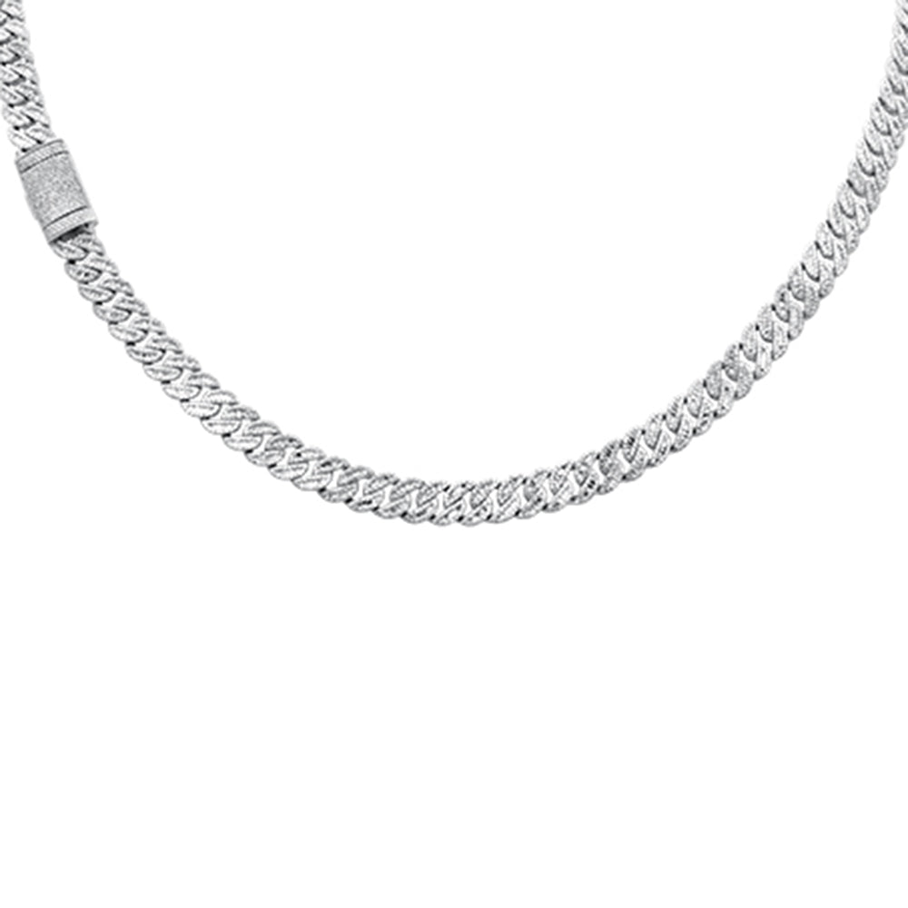 Muse Jewelry 7MM 8.26ct G SI 14K White Gold Round & Baguette Diamond Cuban Necklace 20" Long