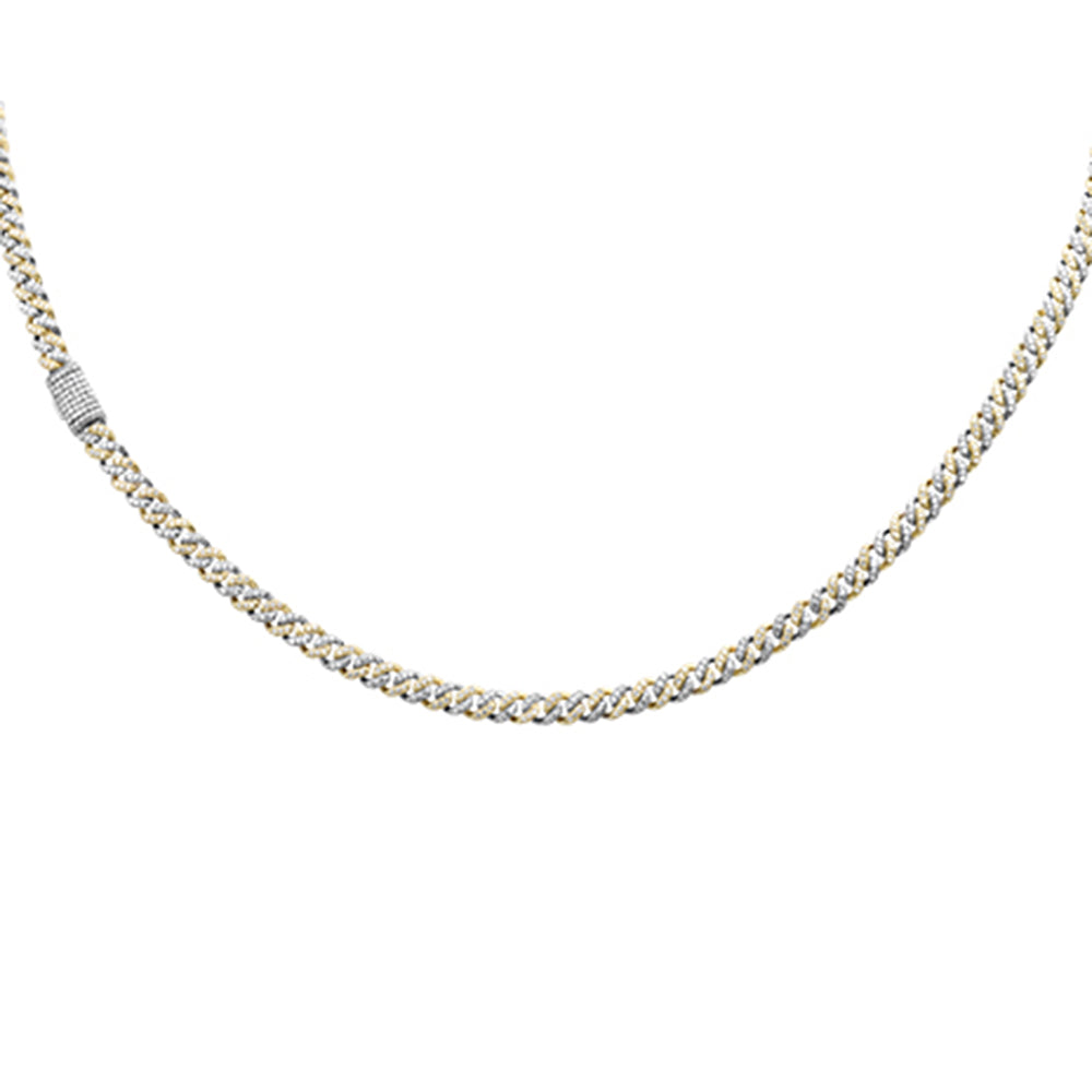 Muse Jewelry 4MM 1.73ct G SI 14K White & Yellow Gold Two Tone Diamond Cuban Necklace 18" Long