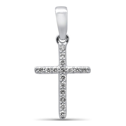 Muse Jewelry .11ct G SI 14K White Gold Diamond Cross Pendant Necklace 18" Long