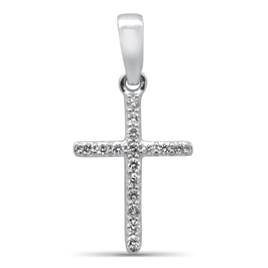 Muse Jewelry .11ct G SI 14K White Gold Diamond Cross Pendant Necklace 18" Long