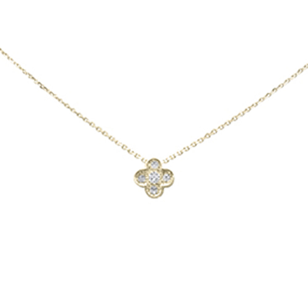 Muse Jewelry .06ct G SI 14K Yellow Gold Diamond Flower Pendant Necklace 16+2" Long Chain