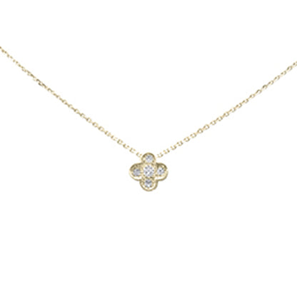 Muse Jewelry .06ct G SI 14K Yellow Gold Diamond Flower Pendant Necklace 16+2" Long Chain