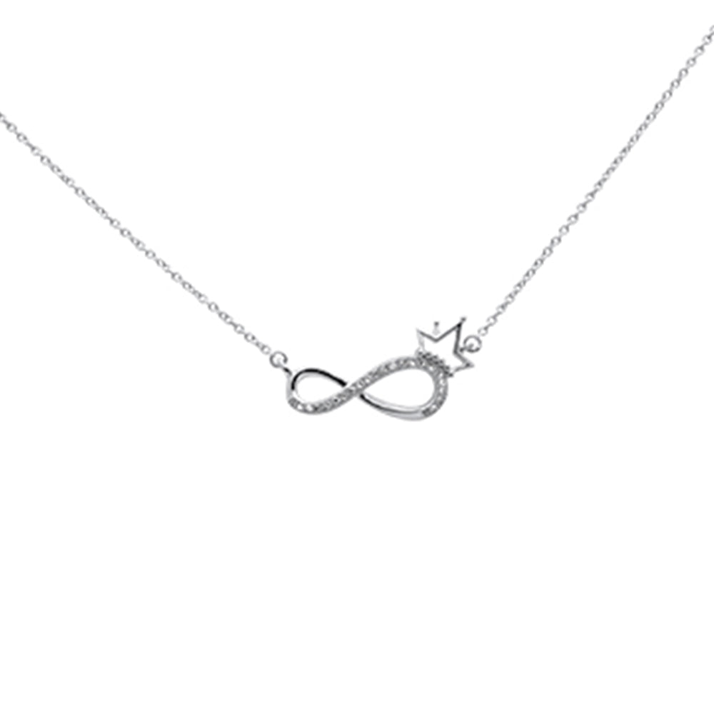 Muse Jewelry .06ct G SI 14K White Gold Diamond Infinity Pendant Necklace 18" Long