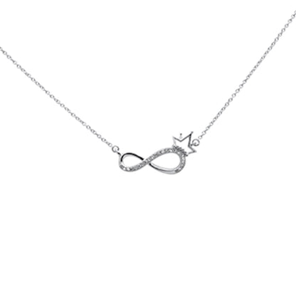 Muse Jewelry .06ct G SI 14K White Gold Diamond Infinity Pendant Necklace 18" Long