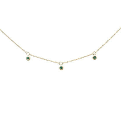 Muse Jewelry .07ct G SI 14K Yellow Gold Emerald Gemstone Pendant Necklace 16+2" Long Chain