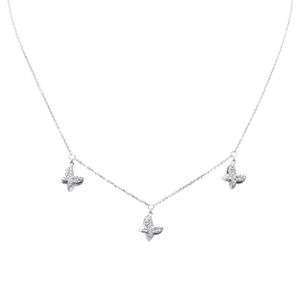 Muse Jewelry .30ct G SI 14K White Gold Diamond Butterfly Pendant Necklace 16+2" EXT Long