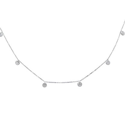 Muse Jewelry .14ct G SI 14K White Gold Diamond Round Shaped Dangle Pendant Necklace 16+2" Long Chain