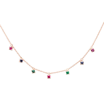 Muse Jewelry .47ct G SI 14K Rose Gold Diamond Multi Color Pendant Necklace 16+2" EXT Long