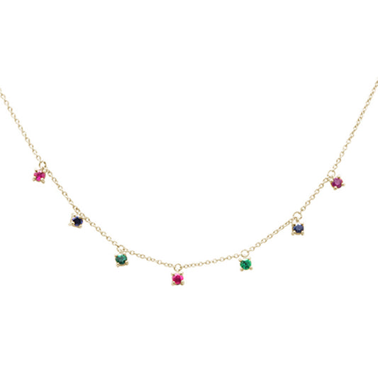 Muse Jewelry .45ct G SI 14K Yellow Gold Diamond Multi Color Pendant Necklace 16+2" EXT Long