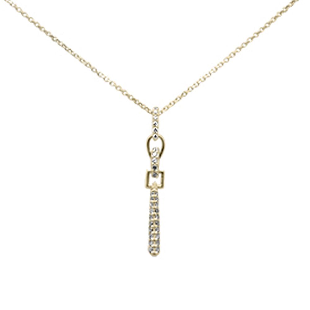 Muse Jewelry .18ct G SI 14K Yellow Gold Diamond Line Drop Pendant Necklace 16+2" Long Chain