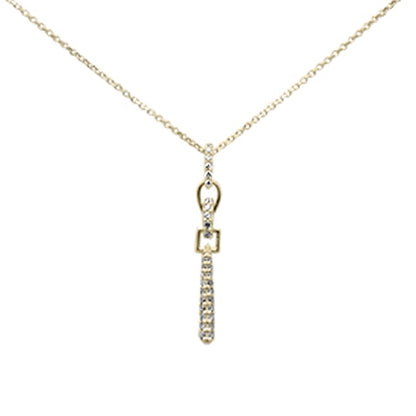 Muse Jewelry .18ct G SI 14K Yellow Gold Diamond Line Drop Pendant Necklace 16+2" Long Chain