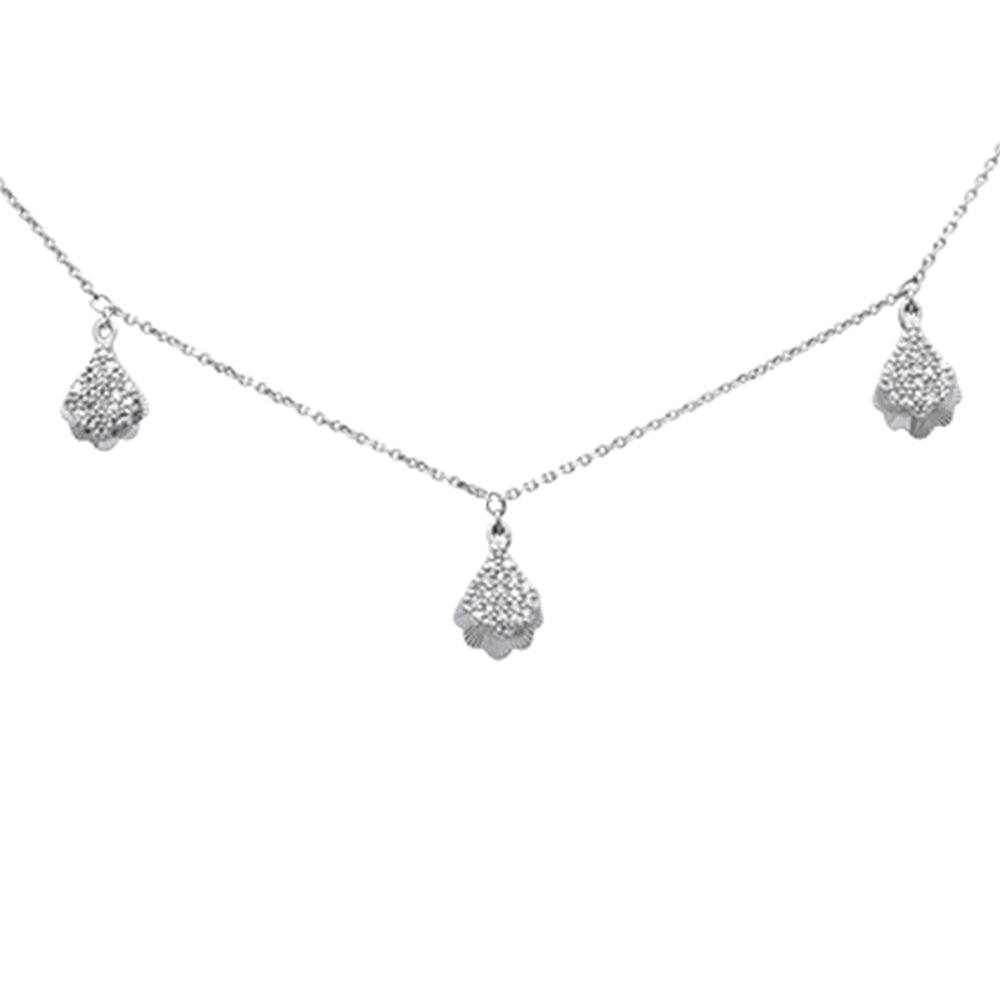 Muse Jewelry .24ct G SI 14K White Gold Diamond Dangle Pendant Necklace 16+2" Long Chain