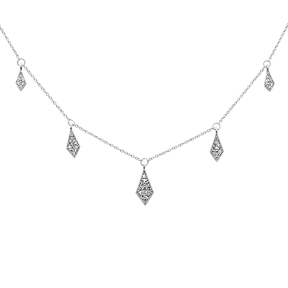 Muse Jewelry .25ct G SI 14K White Gold Diamond Dangle Pendant Necklace 16+2" Long Chain