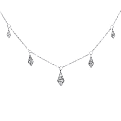 Muse Jewelry .25ct G SI 14K White Gold Diamond Dangle Pendant Necklace 16+2" Long Chain